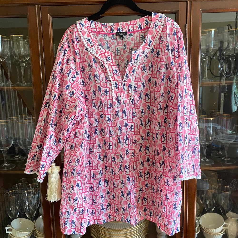 Talbots Swing Into Spring Monkey Tunic EUC 2X